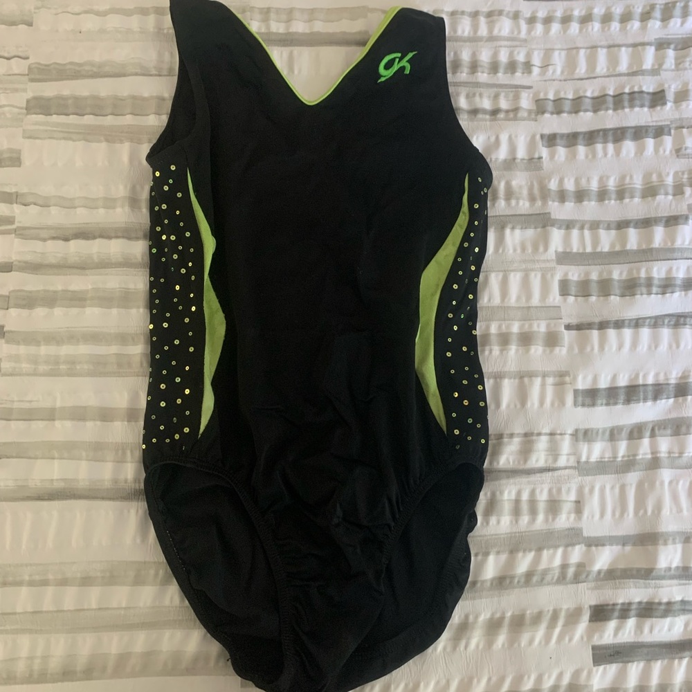 Black and neon green GK leotard in size Adult Large (AL)